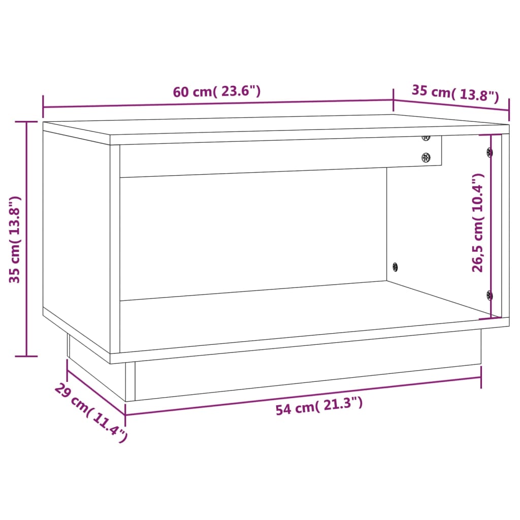 Meuble TV Blanc 60x35x35 cm Bois de pin massif