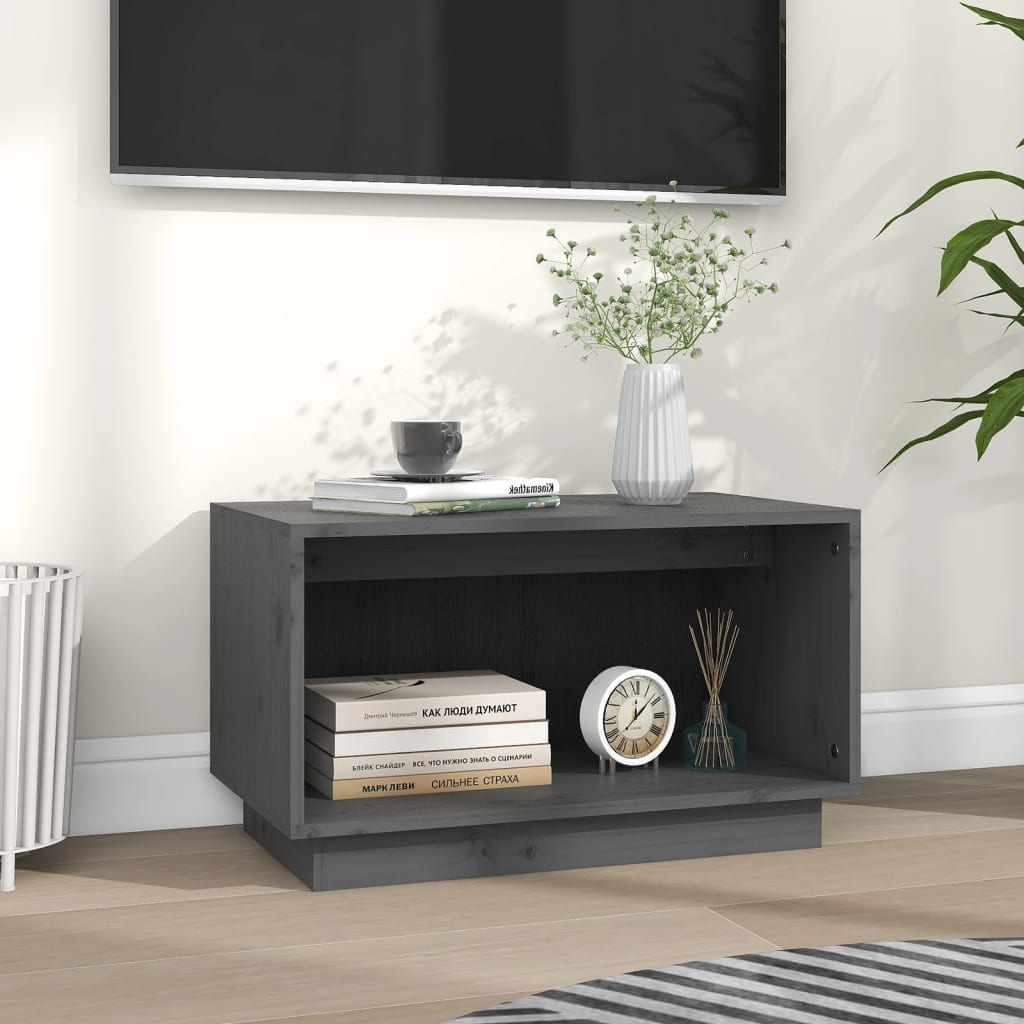 Grey TV cabinet 60x35x35 cm Solid pine wood