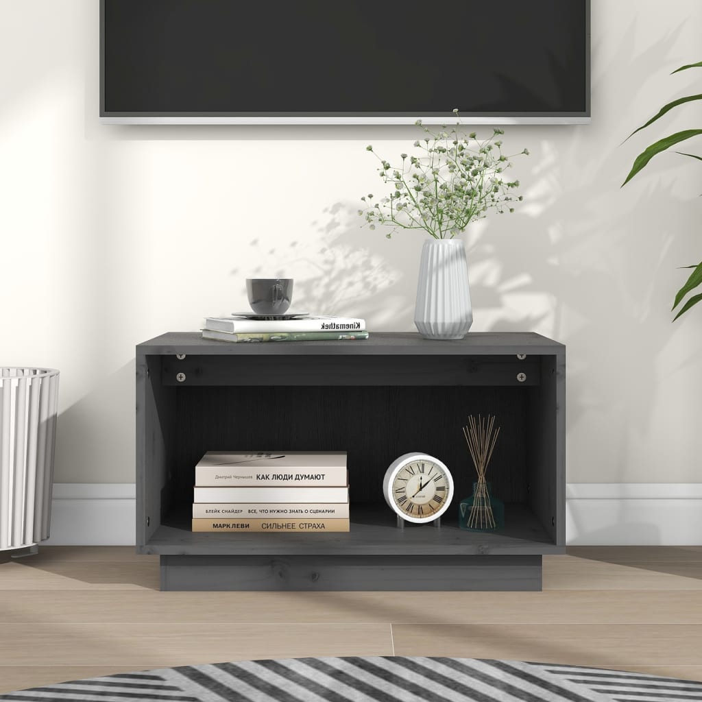 Grey TV cabinet 60x35x35 cm Solid pine wood