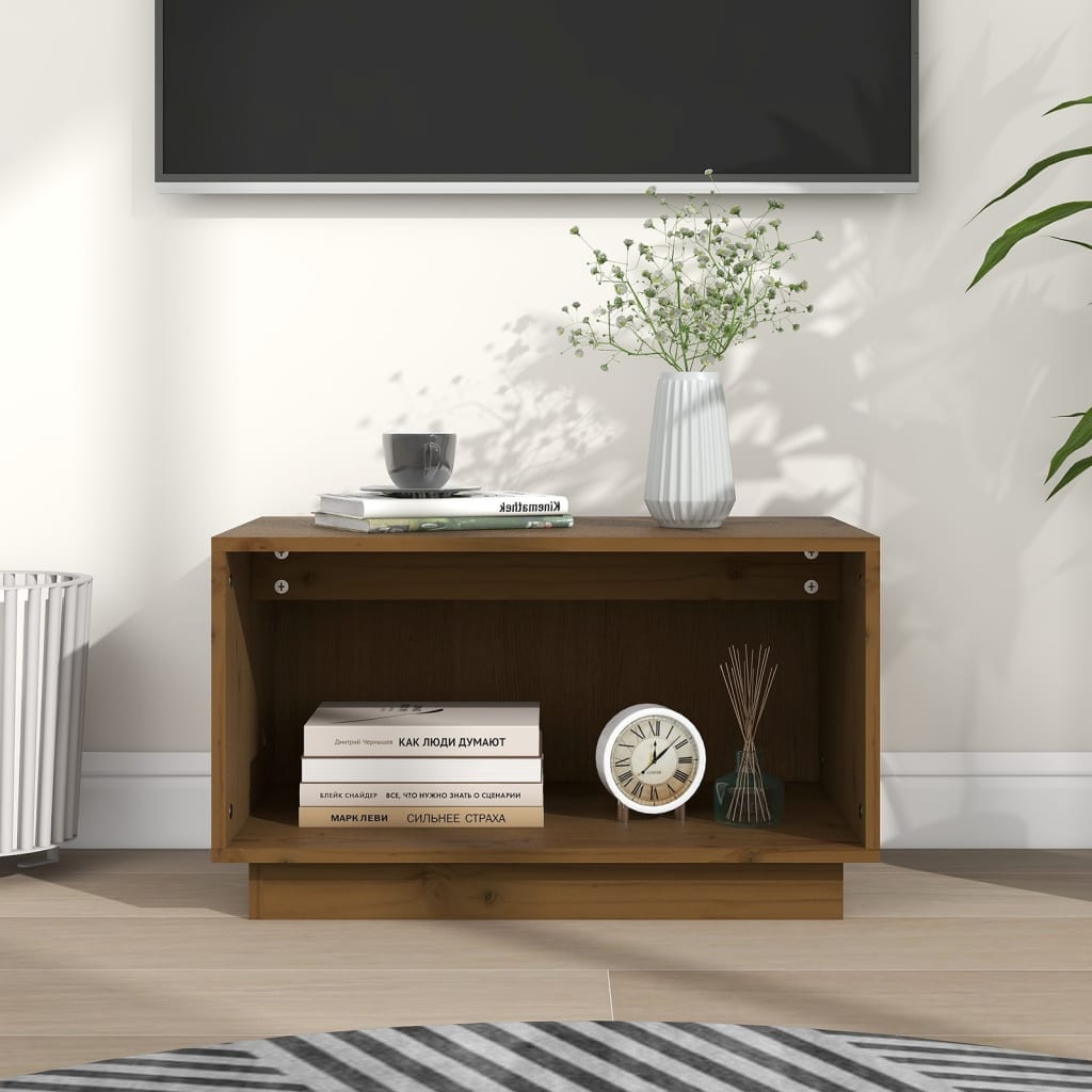 Meuble TV Marron miel 60x35x35 cm Bois de pin massif