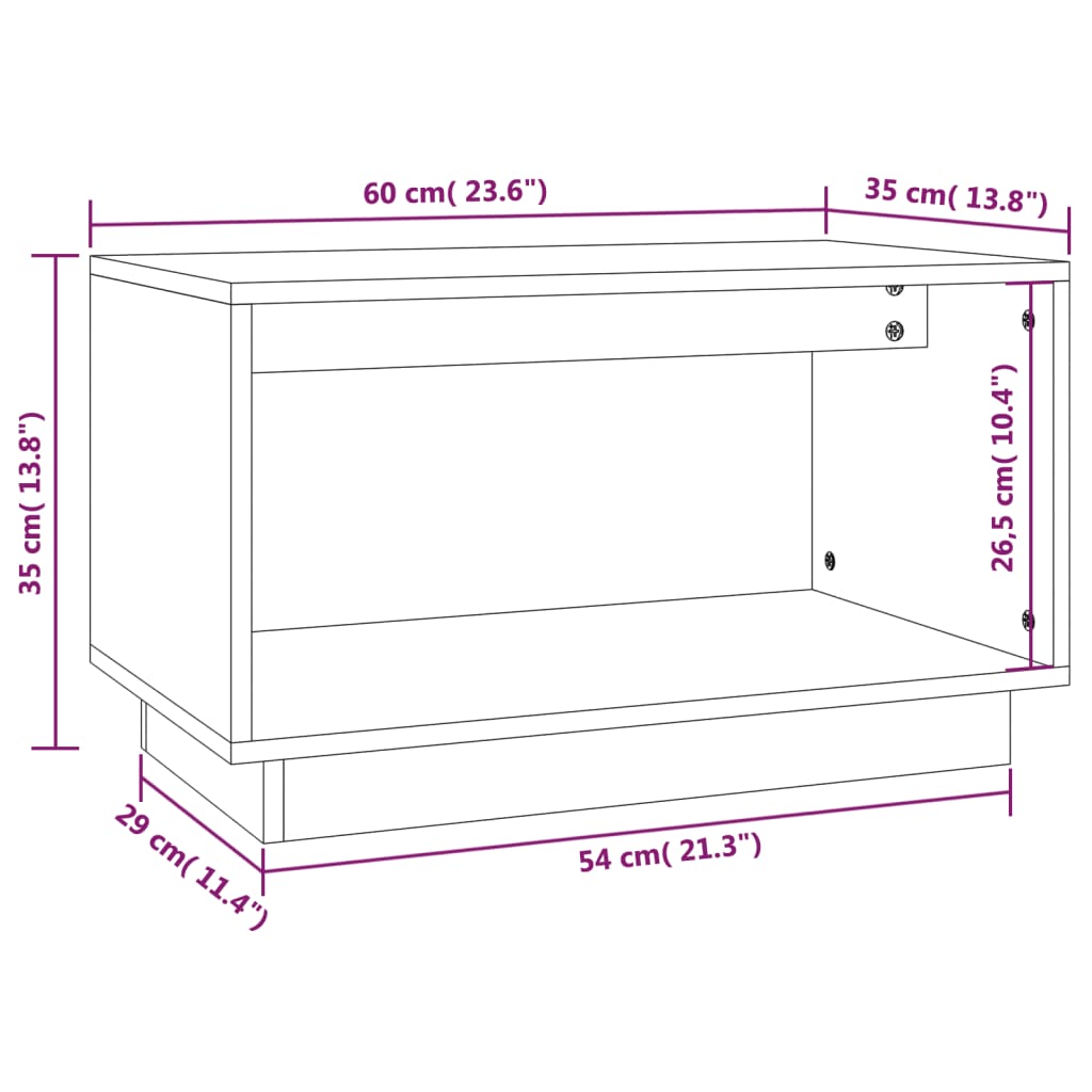 Black TV cabinet 60x35x35 cm Solid pine wood