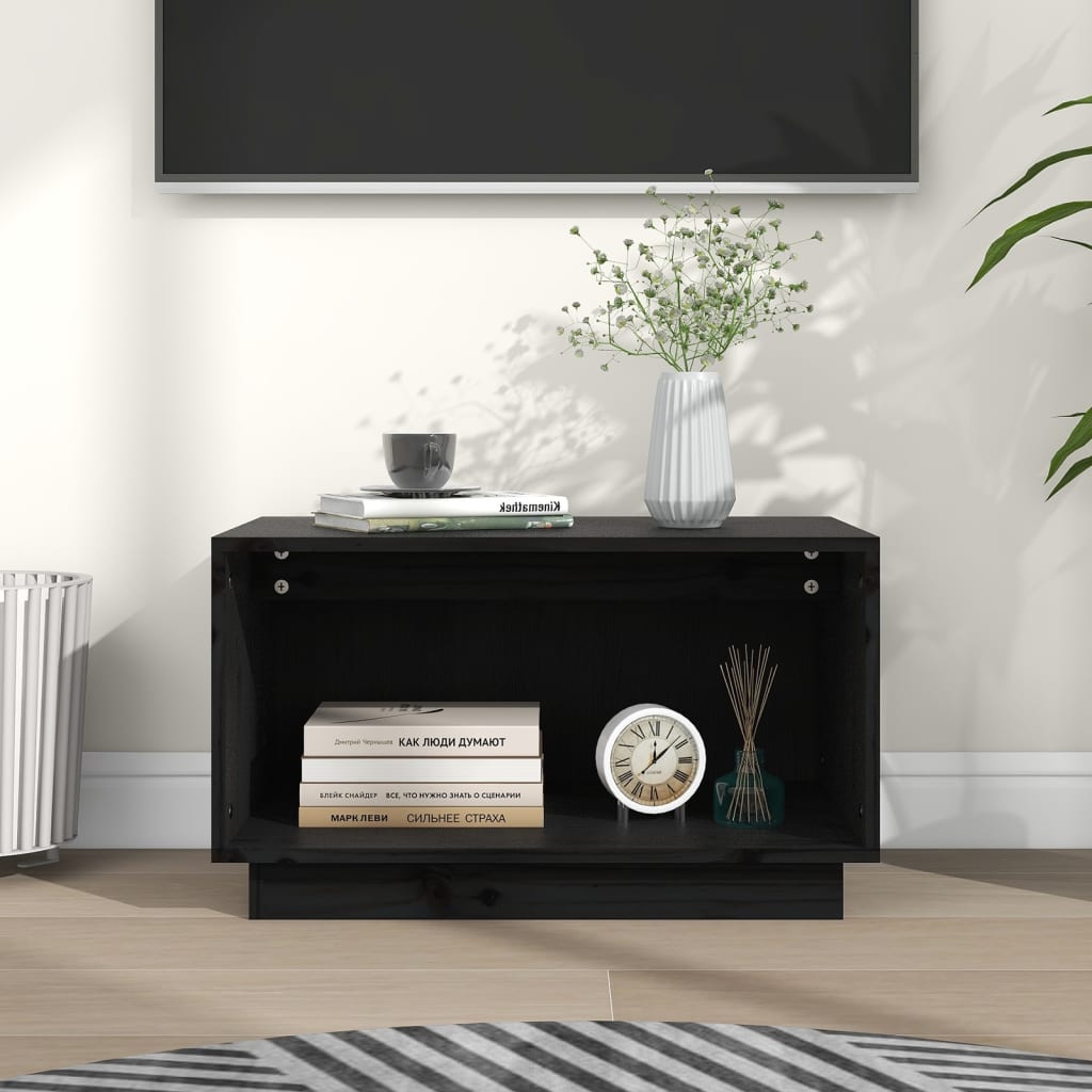 Black TV cabinet 60x35x35 cm Solid pine wood