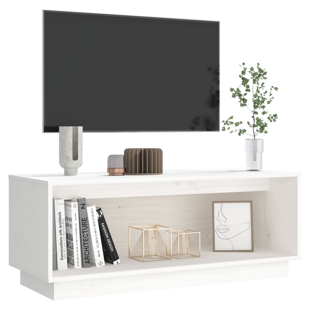 White TV cabinet 90x35x35 cm Solid pine wood