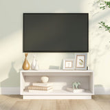 Meuble TV Blanc 90x35x35 cm Bois de pin massif