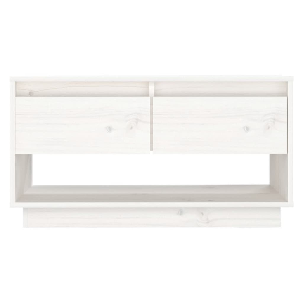 Meuble TV Blanc 74x34x40 cm Bois de pin massif