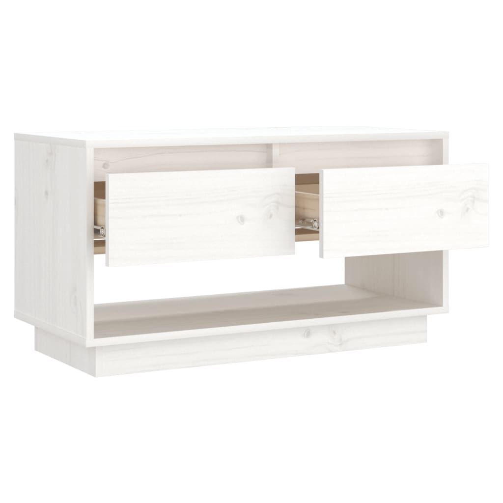 Meuble TV Blanc 74x34x40 cm Bois de pin massif