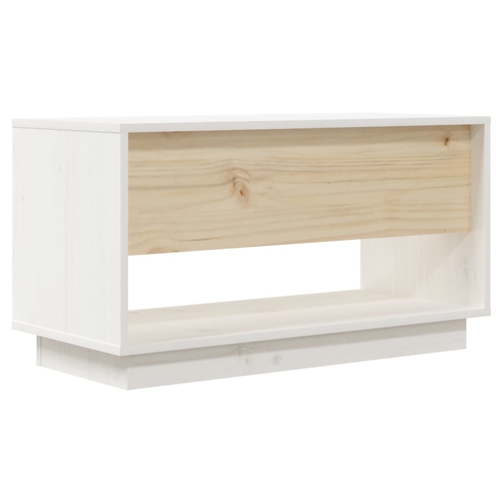 Meuble TV Blanc 74x34x40 cm Bois de pin massif