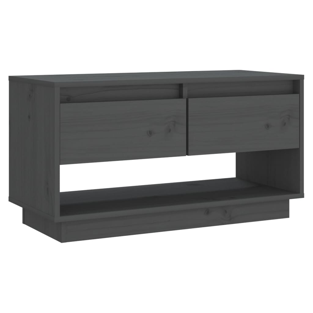 Grey TV cabinet 74x34x40 cm Solid pine wood