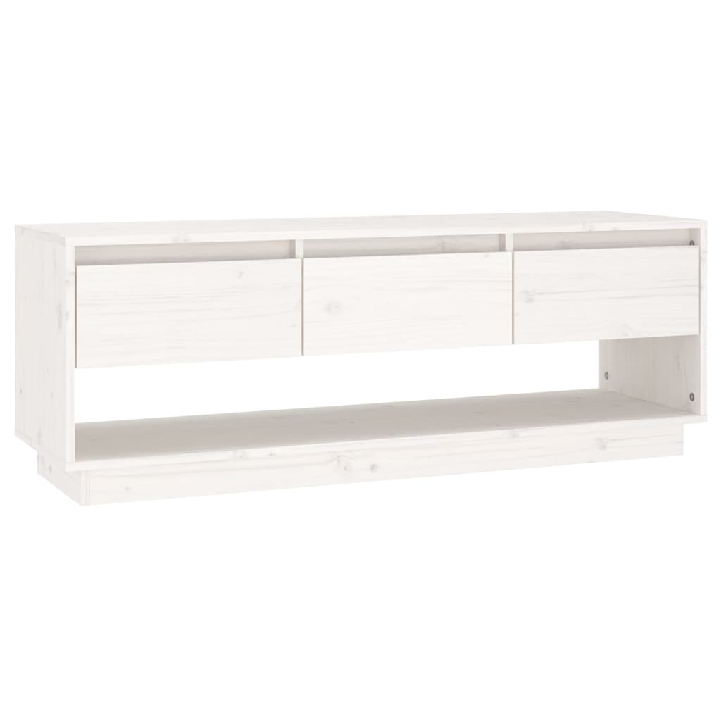 White TV cabinet 110.5x34x40 cm Solid pine wood