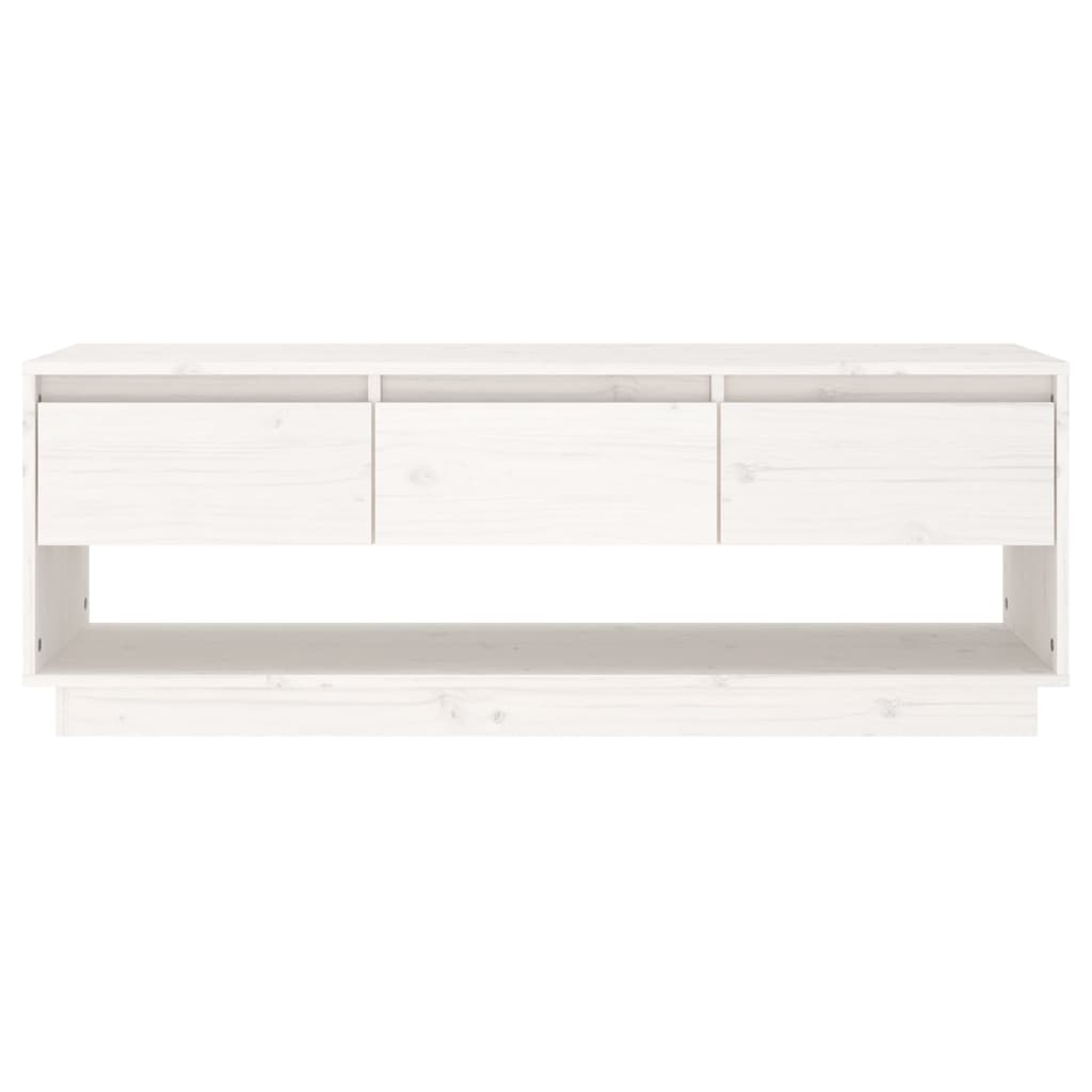 White TV cabinet 110.5x34x40 cm Solid pine wood