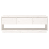 Meuble TV Blanc 110,5x34x40 cm Bois de pin massif