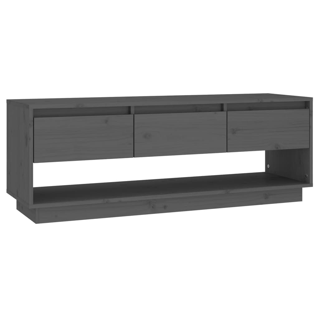 Grey TV cabinet 110.5x34x40 cm Solid pine wood