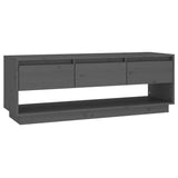 Grey TV cabinet 110.5x34x40 cm Solid pine wood