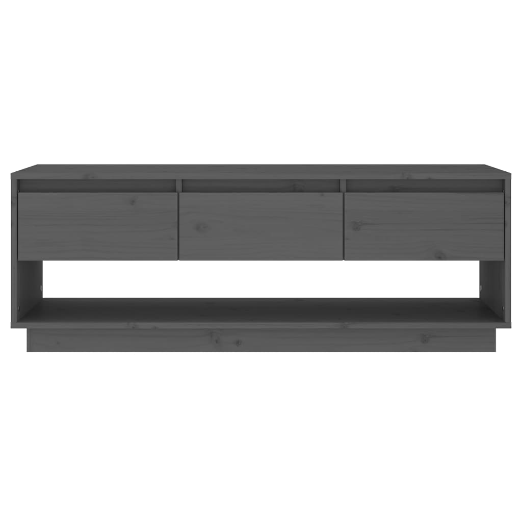 Grey TV cabinet 110.5x34x40 cm Solid pine wood