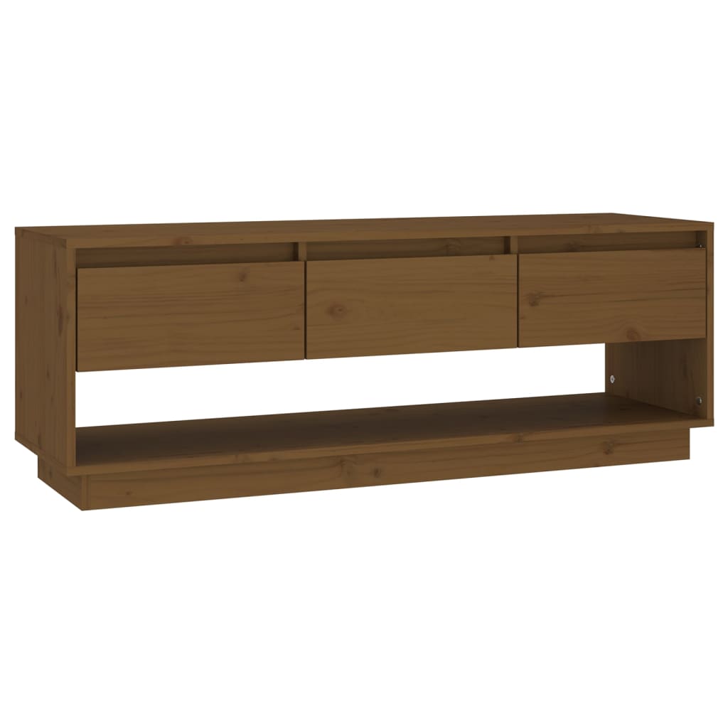 Meuble TV Marron miel 110,5x34x40 cm Bois de pin massif