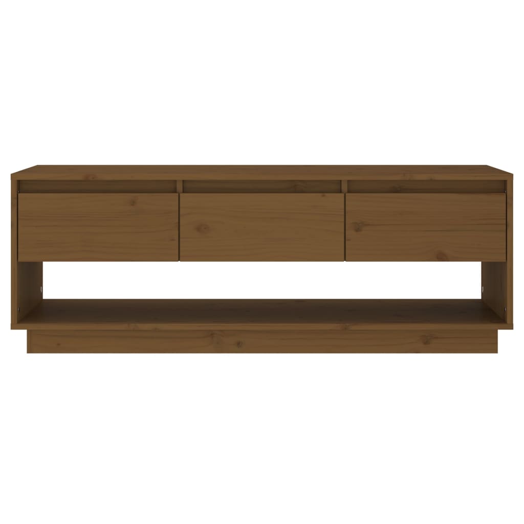 Meuble TV Marron miel 110,5x34x40 cm Bois de pin massif