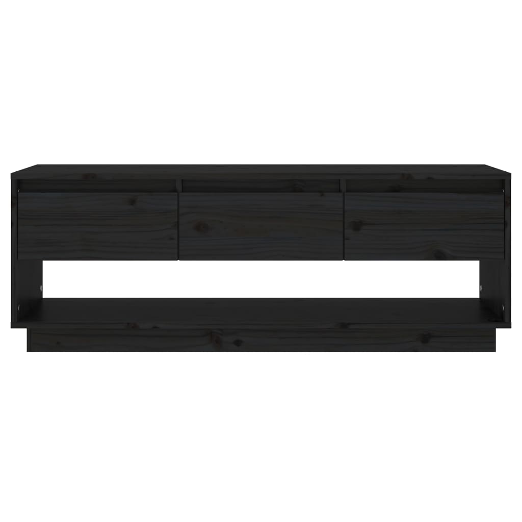 Meuble TV Noir 110,5x34x40 cm Bois de pin massif