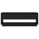 Meuble TV Noir 110,5x34x40 cm Bois de pin massif