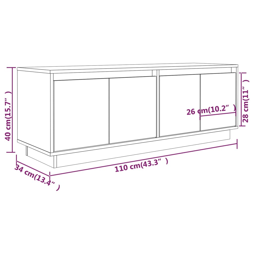 Meuble TV 110x34x40 cm Bois de pin massif