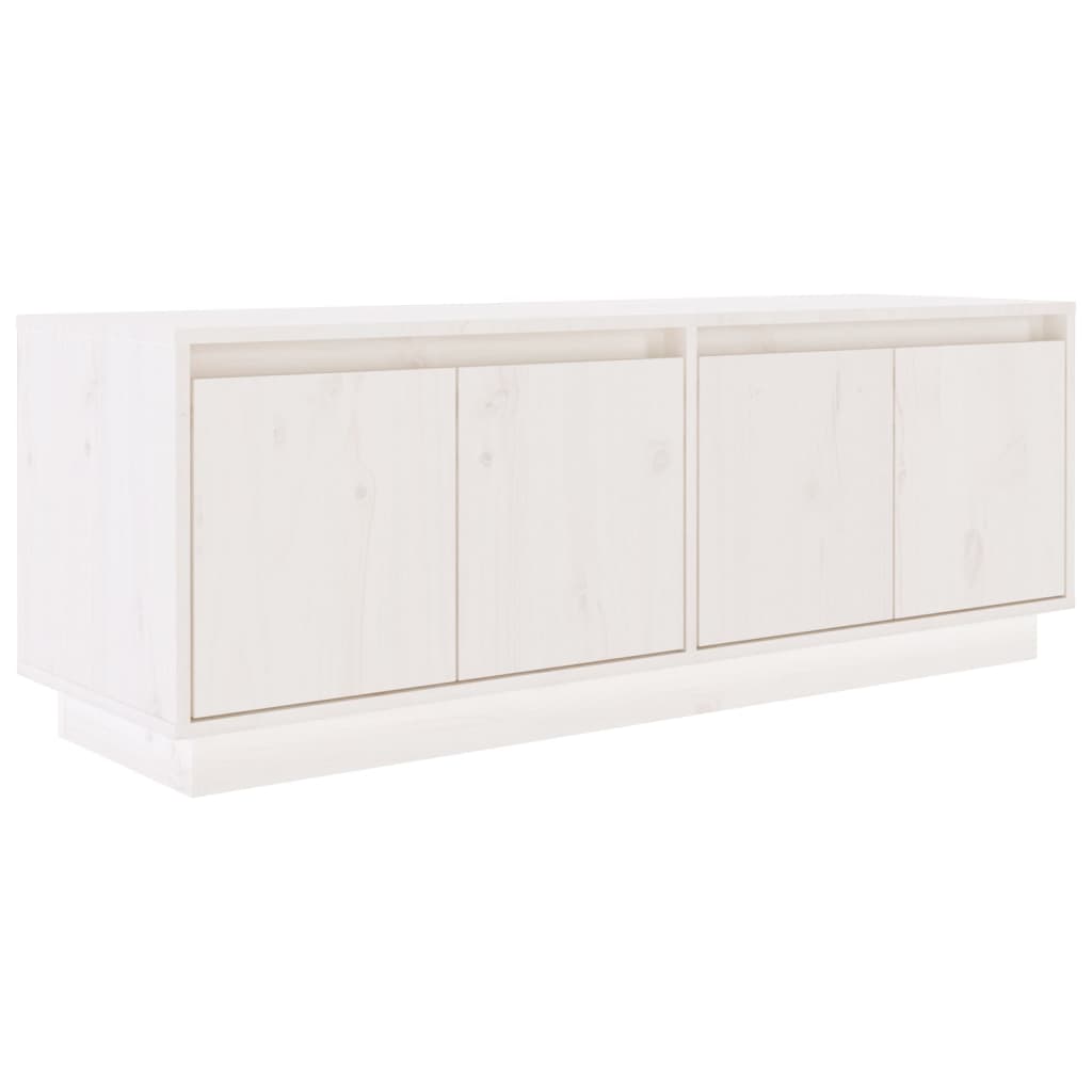 Meuble TV Blanc 110x34x40 cm Bois de pin massif