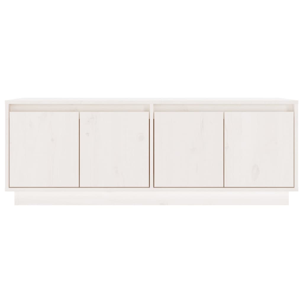 Meuble TV Blanc 110x34x40 cm Bois de pin massif