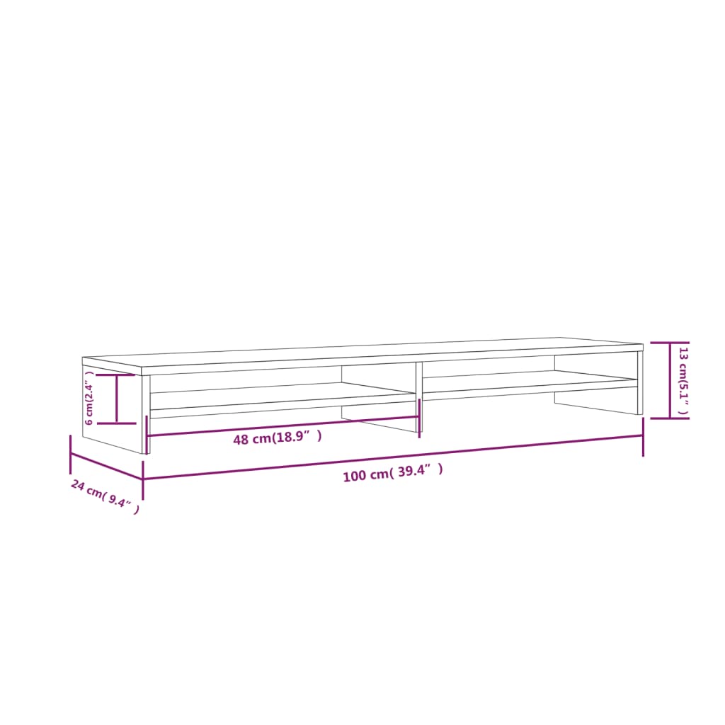 Support de moniteur 100x24x13 cm Bois de pin solide