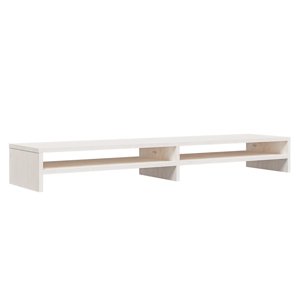 Monitor Stand White 100x24x13 cm Solid Pine Wood