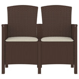 Banc de jardin 2 places avec coussins Rotin PP Marron