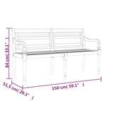 Batavia Bank 150 cm Massives Teakholz