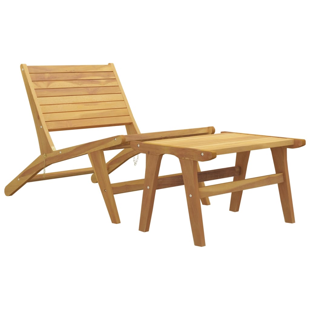 Chaise de jardin avec repose-pieds Bois de teck solide