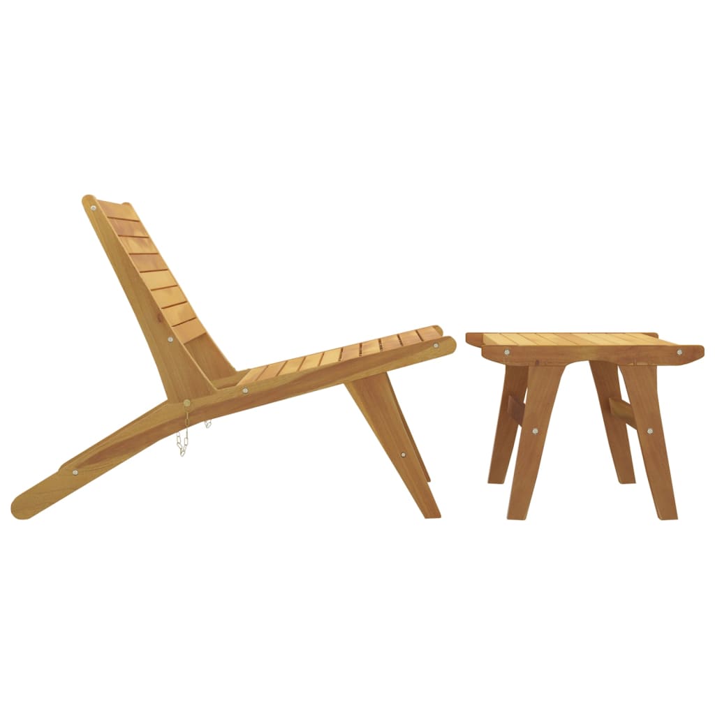 Chaise de jardin avec repose-pieds Bois de teck solide