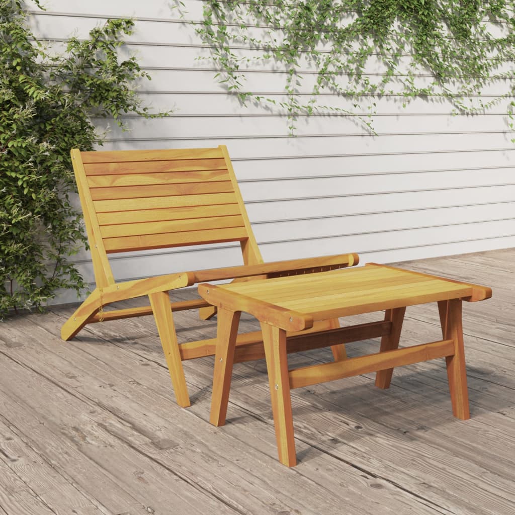 Chaise de jardin avec repose-pieds Bois de teck solide