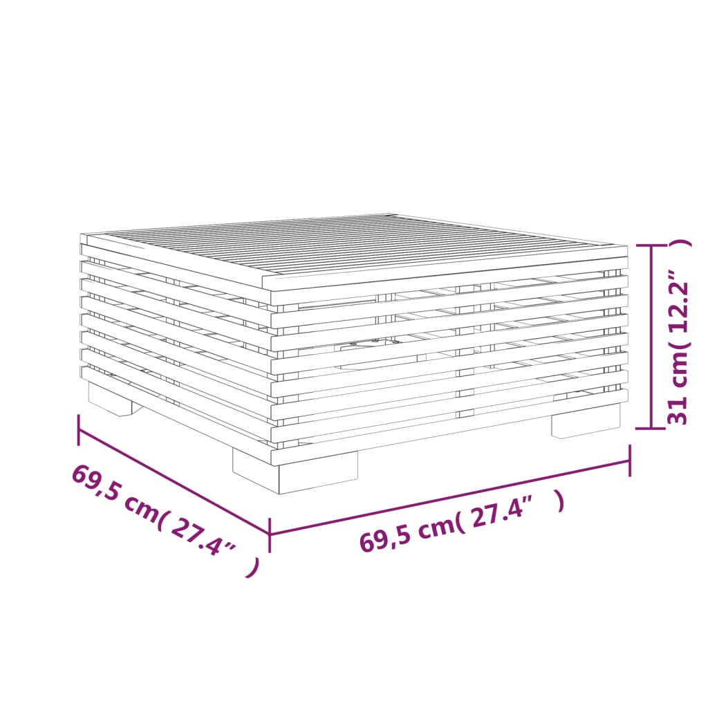 Table basse de jardin 69,5x69,5x31 cm Bois massif de teck