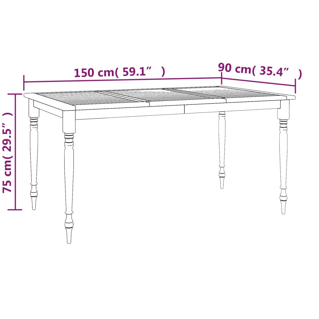 Table Batavia 150x90x75 cm Bois de teck solide