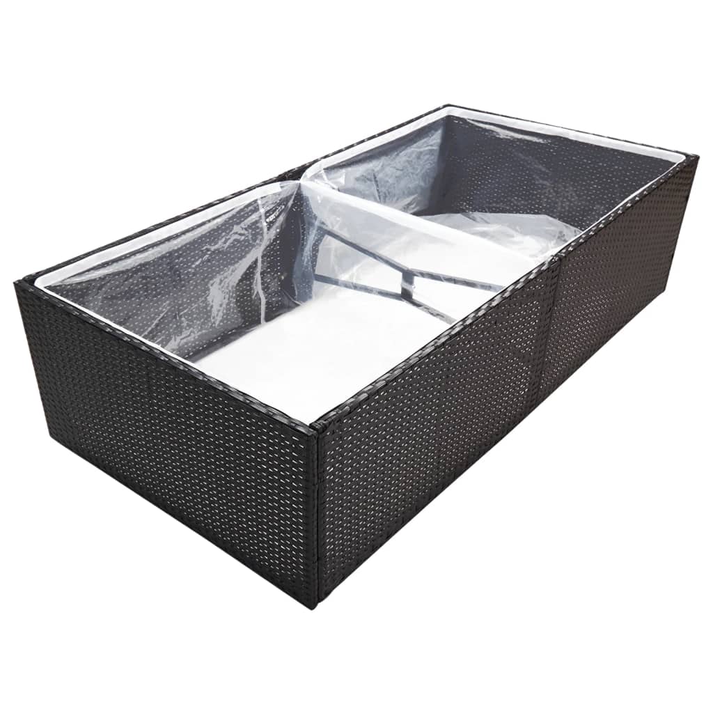 Black Planter 157x80x40 cm Resin wicker