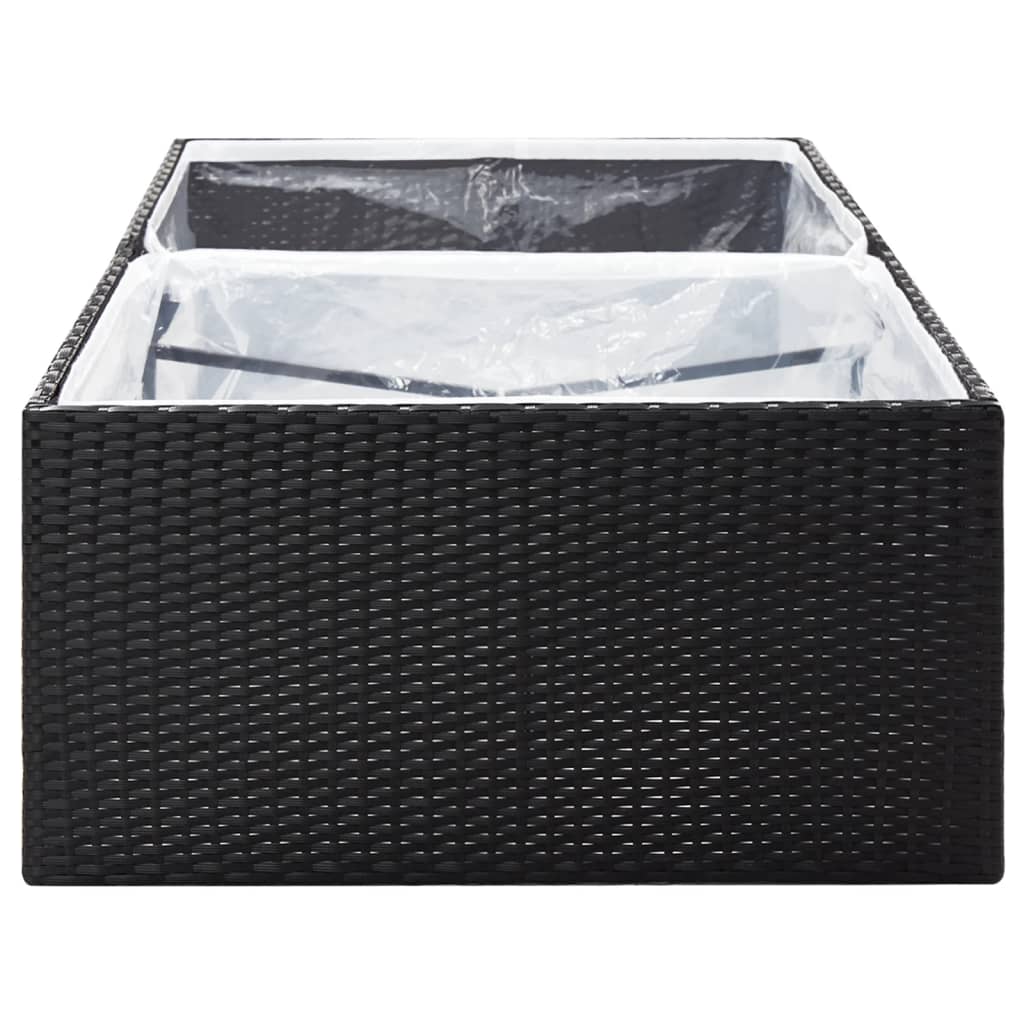 Black Planter 157x80x40 cm Resin wicker