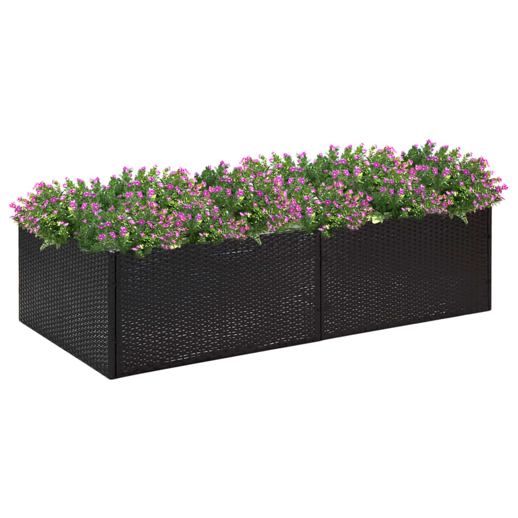 Black Planter 157x80x40 cm Resin wicker