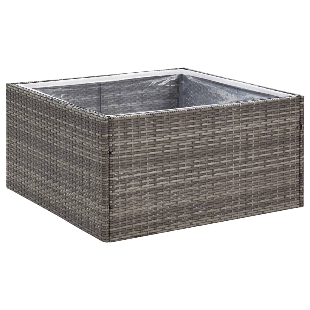 Grey Planter 80x80x40 cm Resin wicker