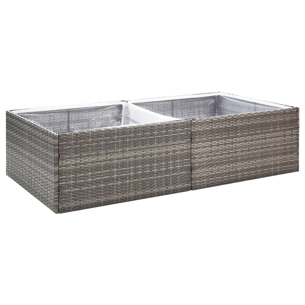 Grey Planter 157x80x40 cm Resin wicker