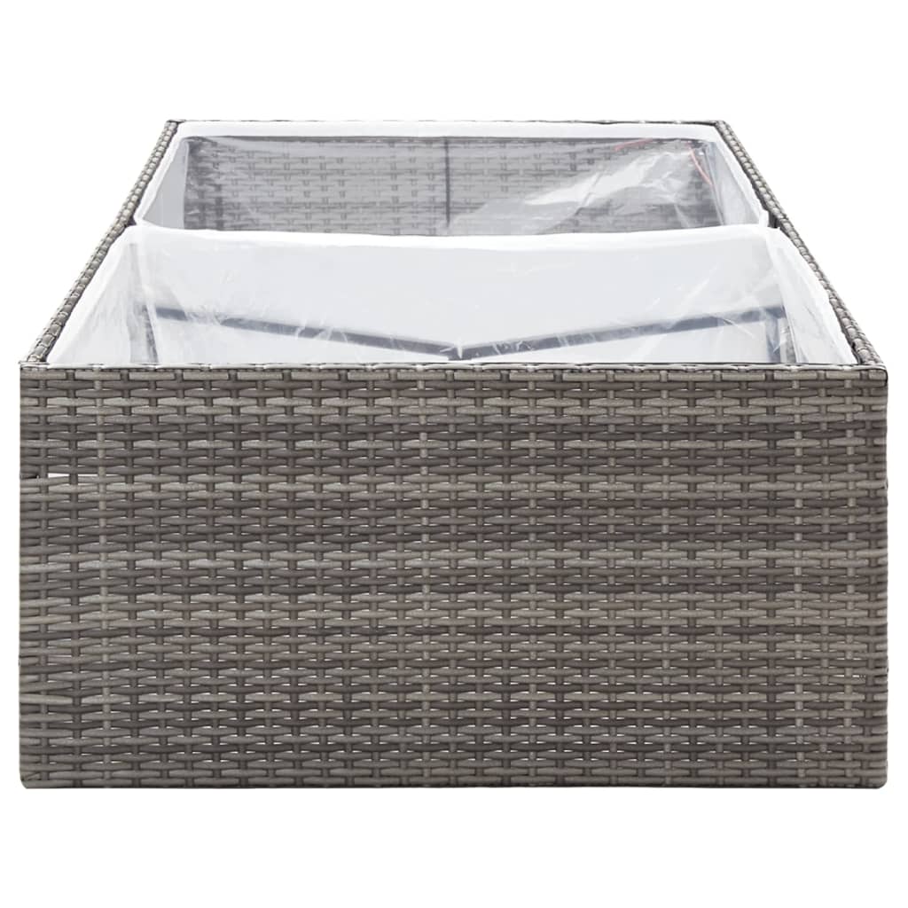 Grey Planter 157x80x40 cm Resin wicker