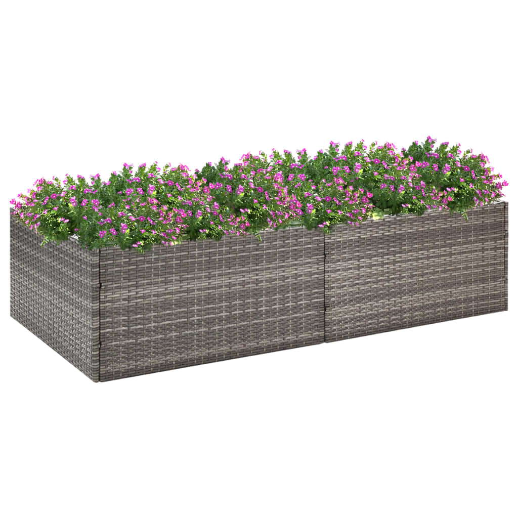 Grey Planter 157x80x40 cm Resin wicker