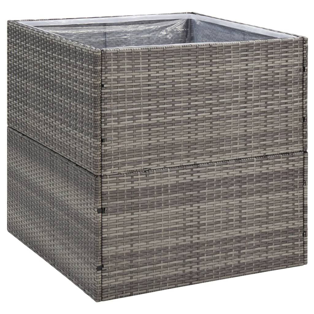 Grey Planter 80x80x80 cm Resin wicker