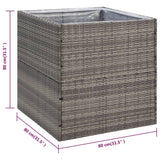 Grey Planter 80x80x80 cm Resin wicker