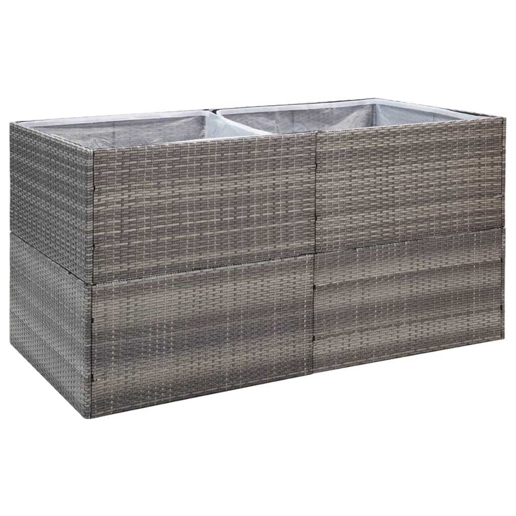 Grey Planter 157x80x80 cm Resin wicker