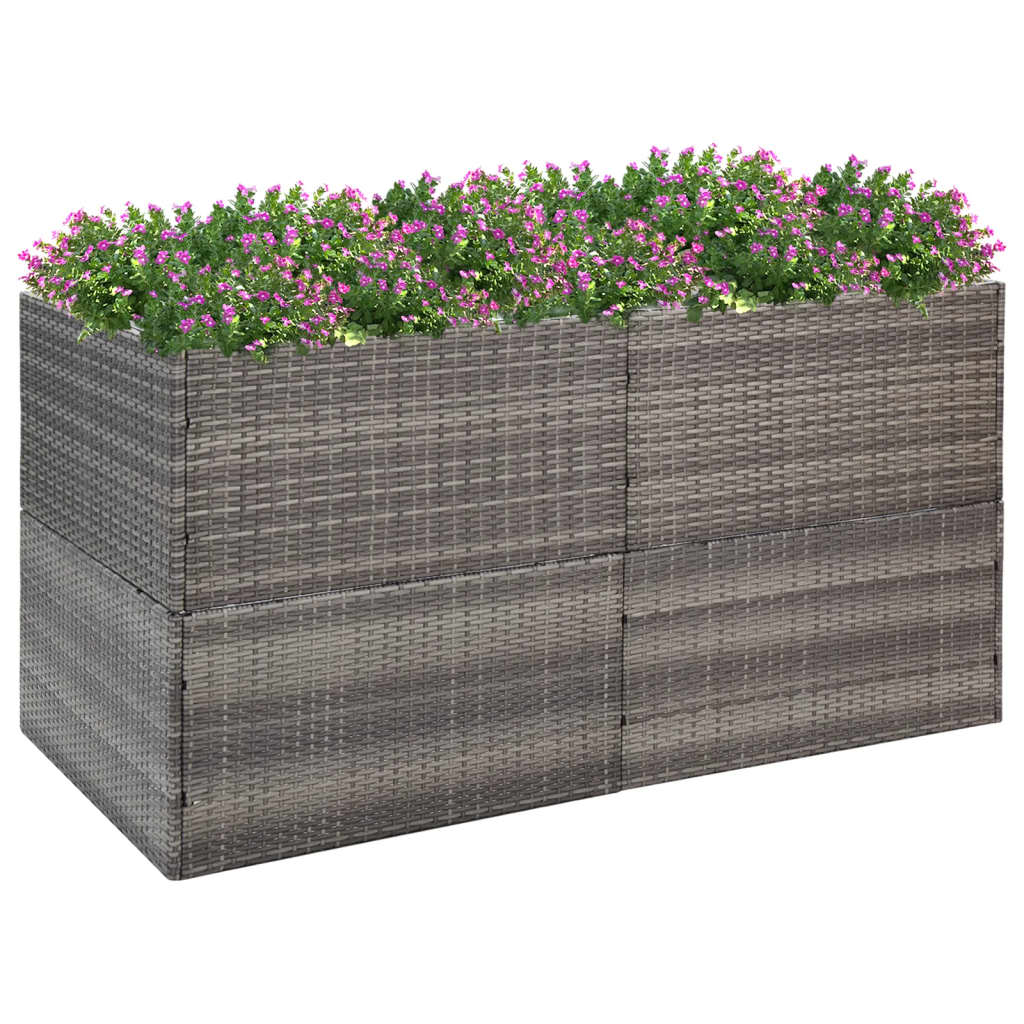 Grey Planter 157x80x80 cm Resin wicker