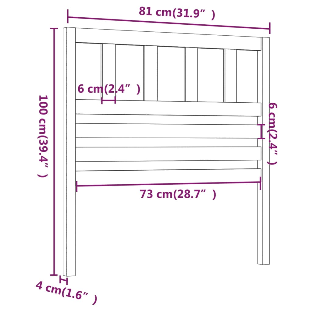 Tête de lit Blanc 81x4x100 cm Bois massif de pin