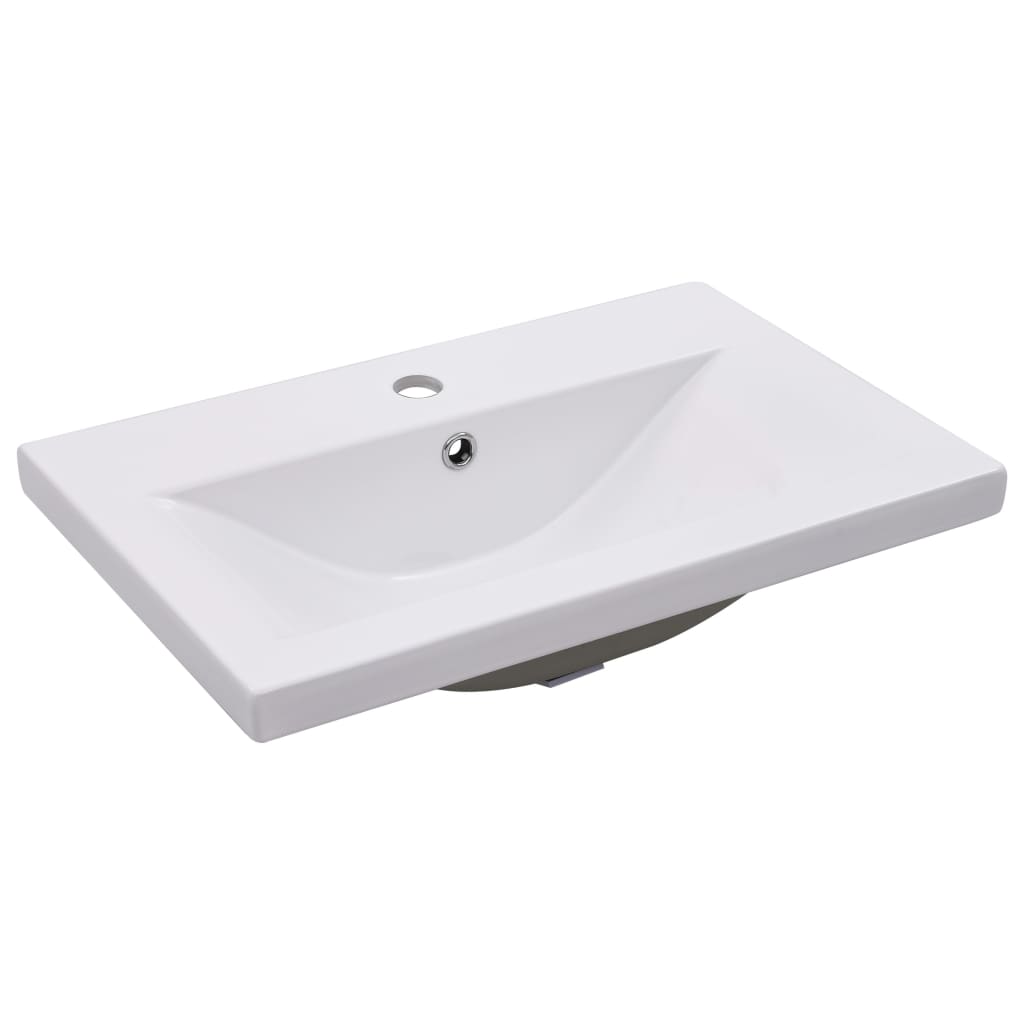 Sink cabinet with integrated washbasin Glossy white Chipboard