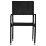 Chaise à dîner de jardin empilable lot de 2 noir résine tressée