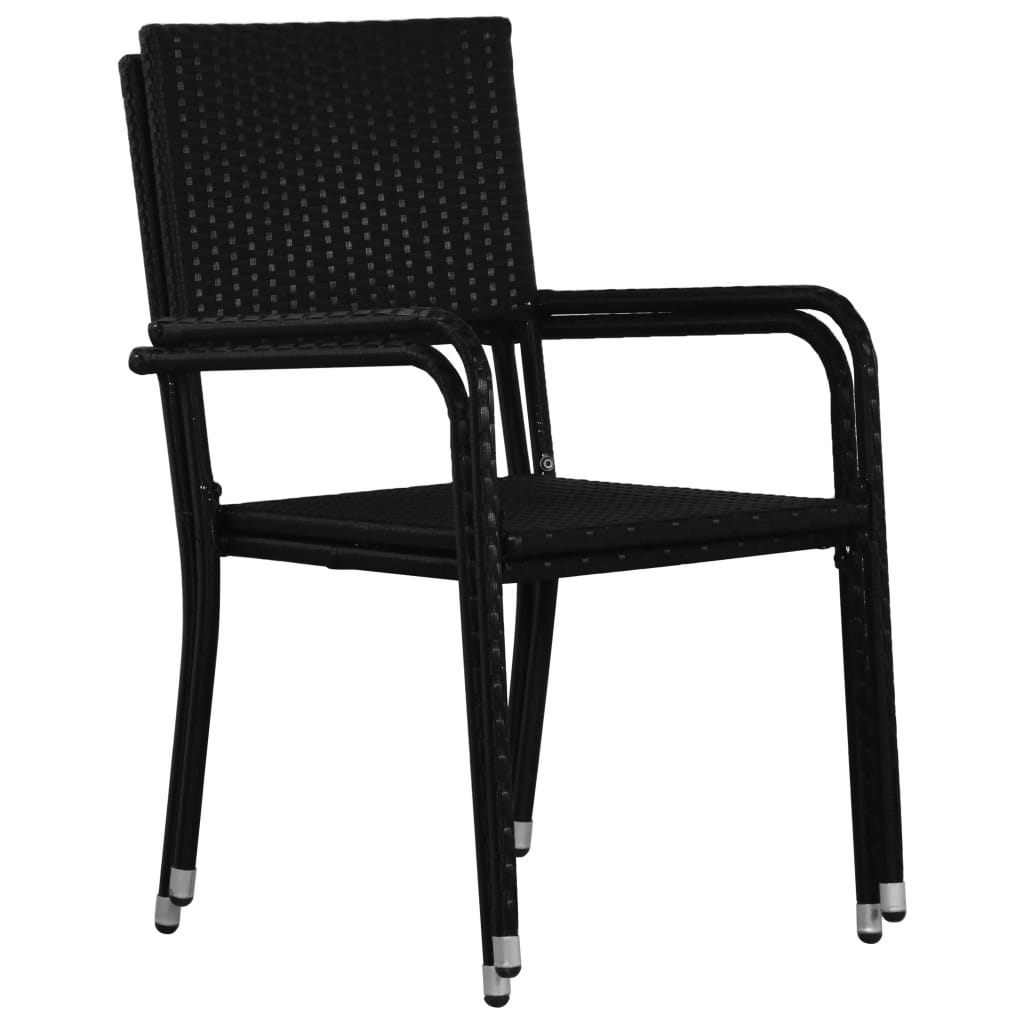 Chaise à dîner de jardin empilable lot de 2 noir résine tressée