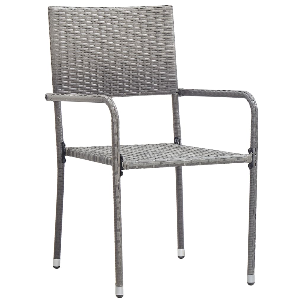 Chaise à dîner de jardin empilable lot de 4 gris résine tressée